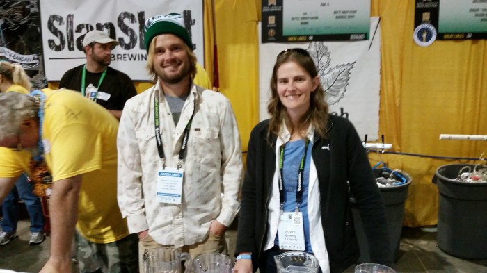 Aaron Kleidon and Marika Josephson, two of the three co-owners of Scratch Brewing Company.