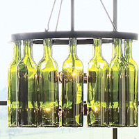 Pottery Barn's bottle chandelier