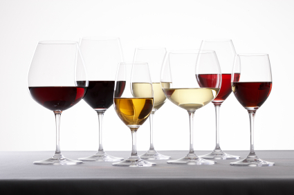 different wine glasses