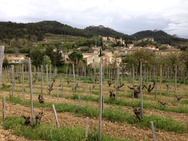 Saint Cosme vines, village of Gigondas beyond