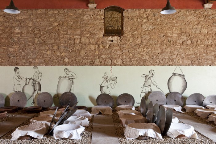 Jars in the wine cellar at Azienda Agricola Cos,Acate