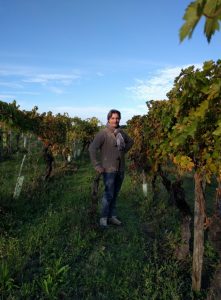 Matteo Cantoni poses with 100-year-old Sangiovese vines